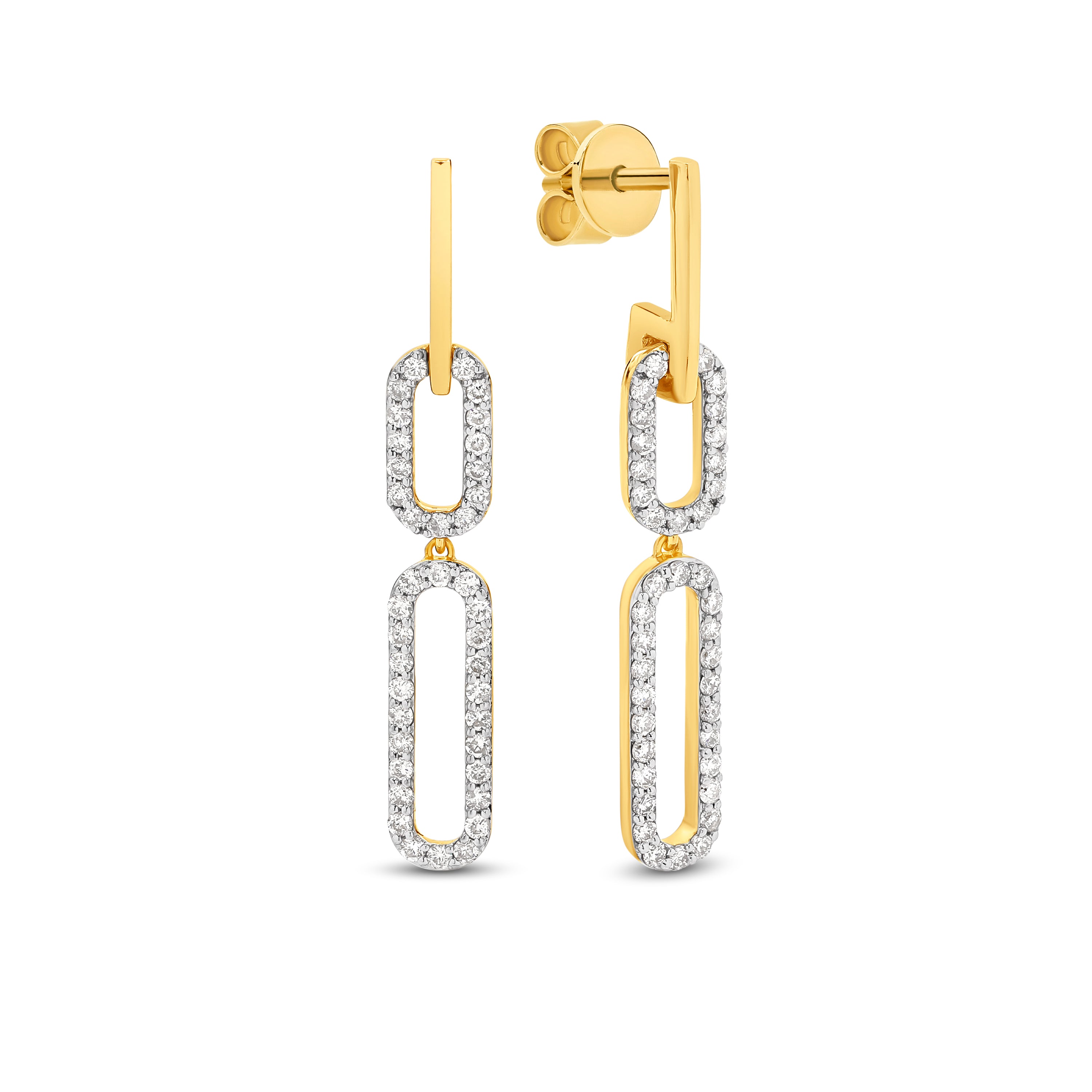 18ct Yellow Gold 0.43ct Diamond Paperclip Drop Earrings