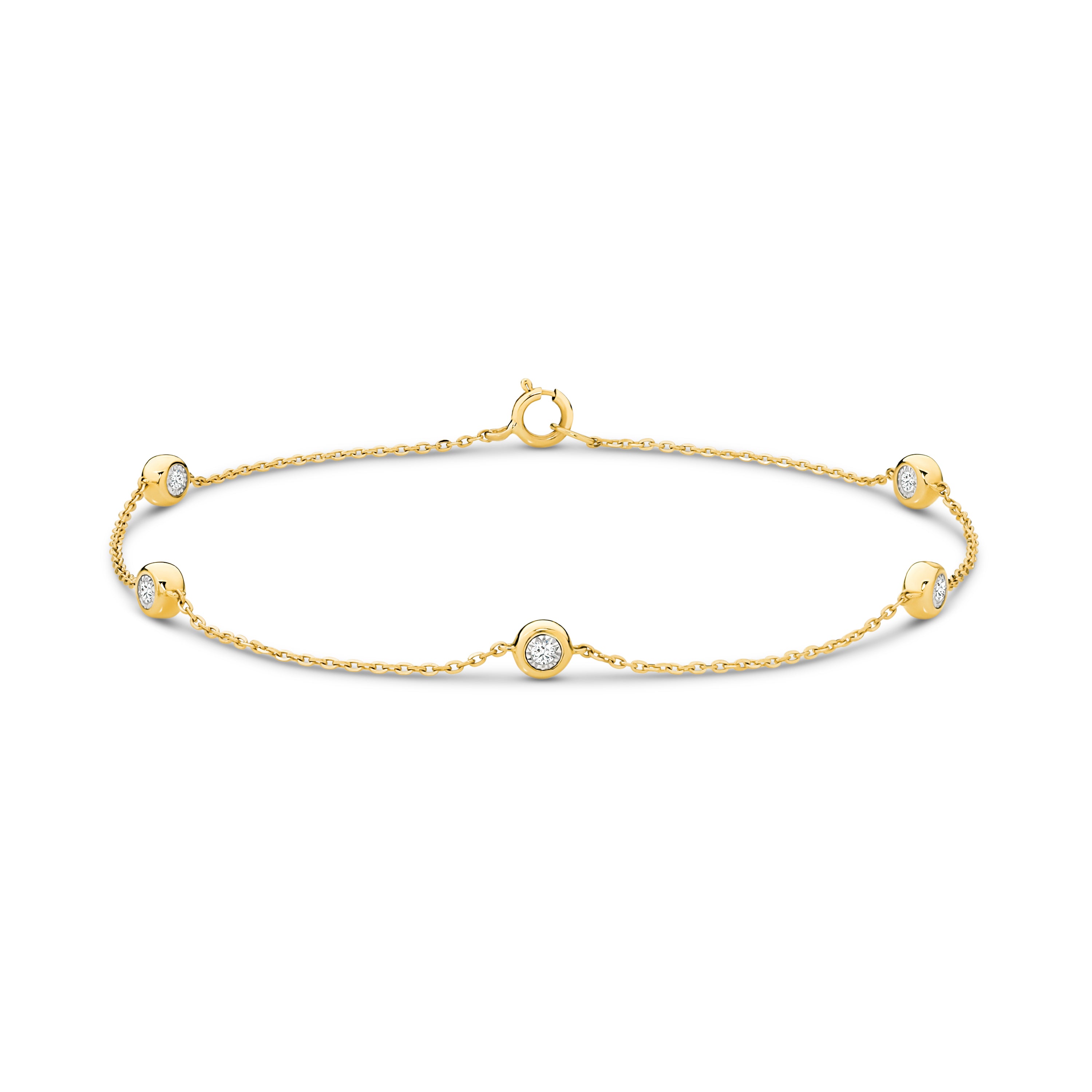 18ct Yellow Gold Two-sided 0.15ct Diamond Bezel Bracelet