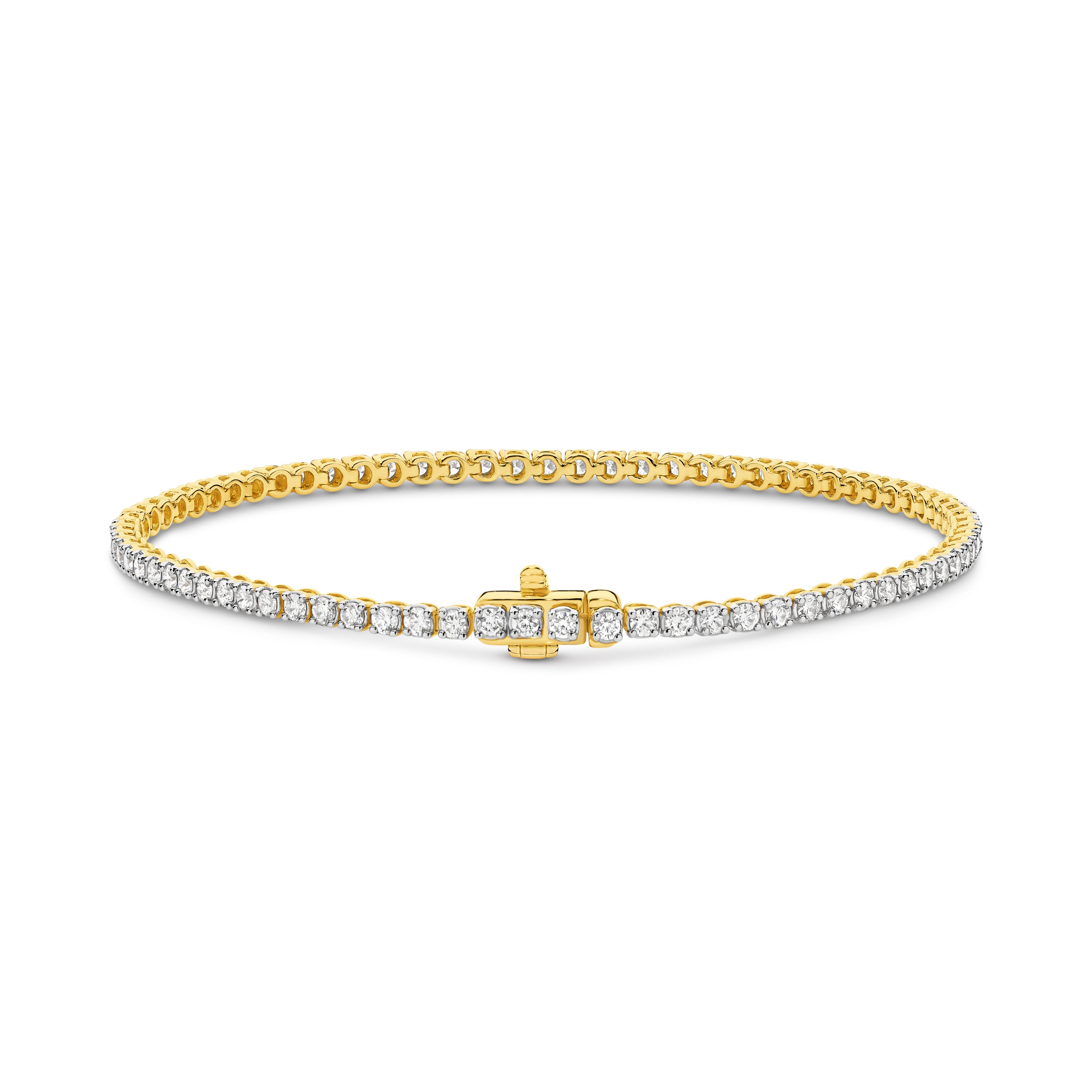 18ct Yellow Gold 2.00ct Diamond Tennis Bracelet