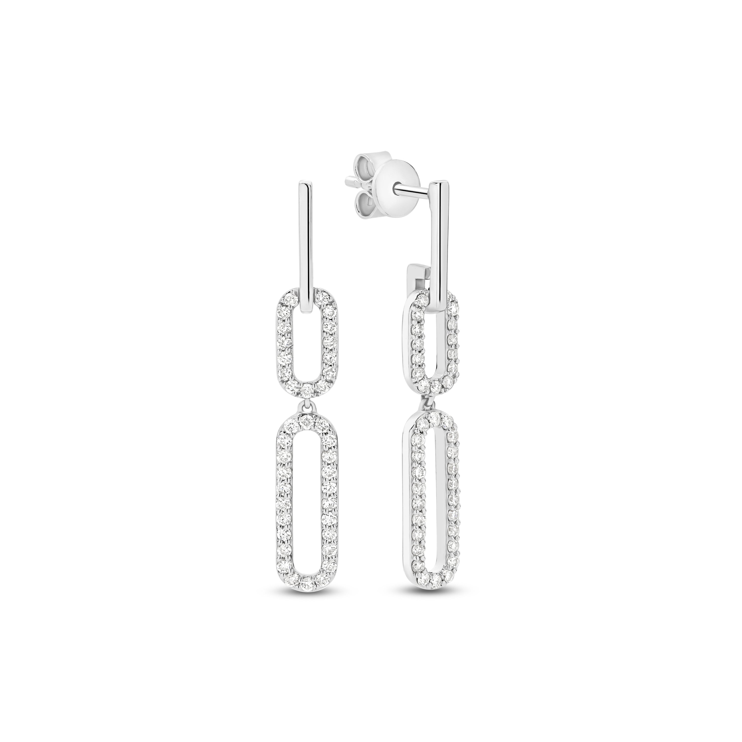 18ct White Gold 0.43ct Diamond Paperclip Drop Earrings