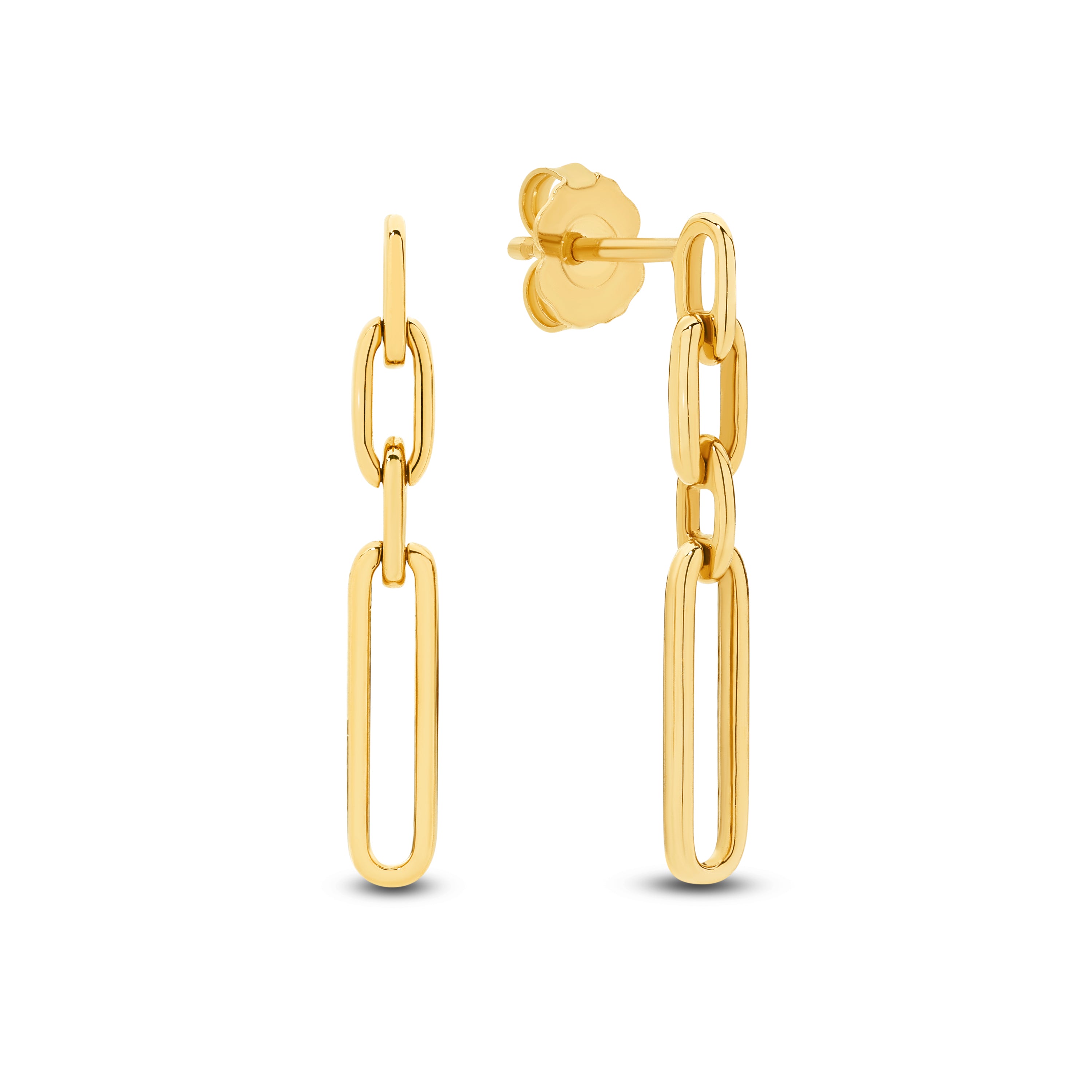 18ct Yellow Gold Paperclip Drop Earrings
