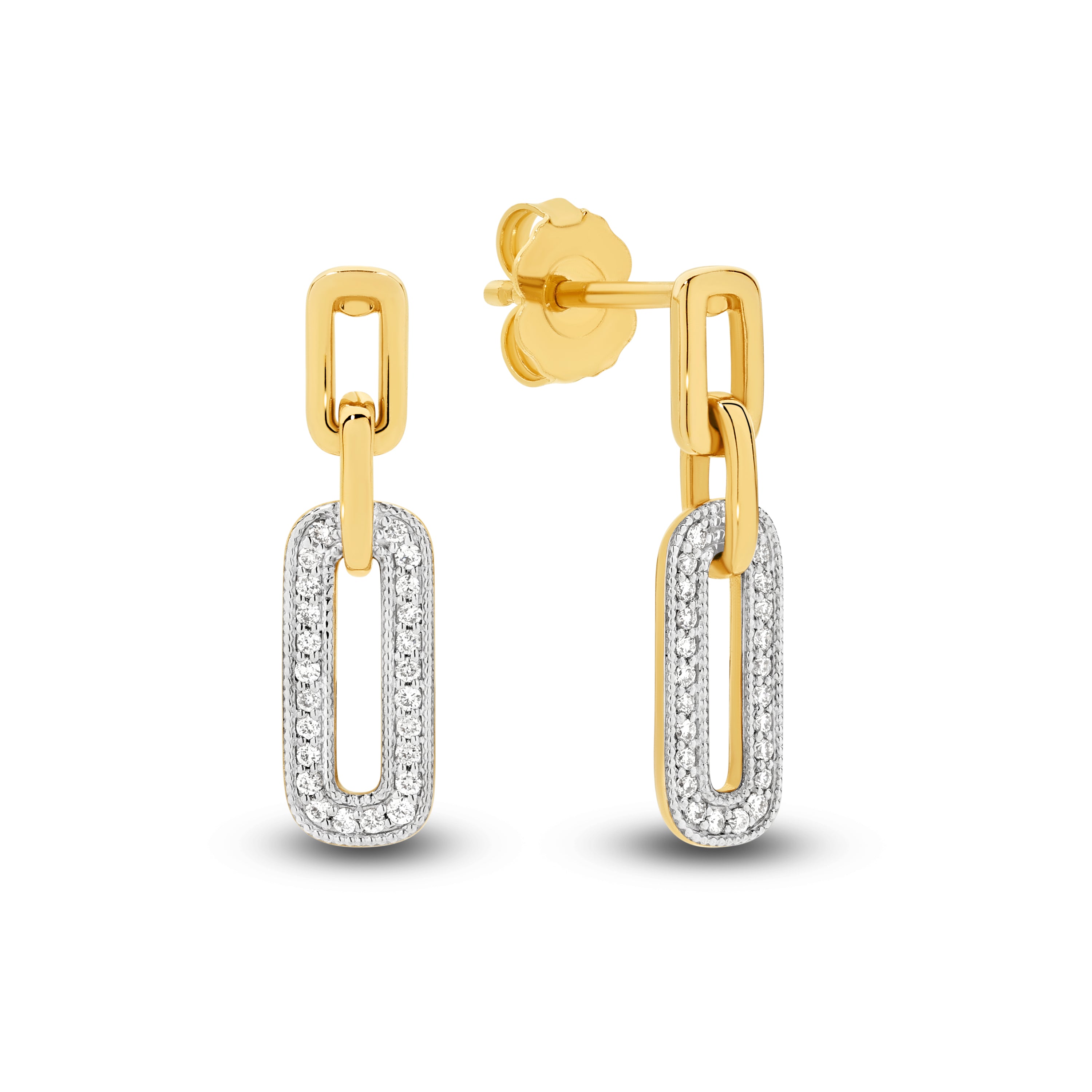 9ct Yellow Gold 0.14ct Diamond Drop Earrings