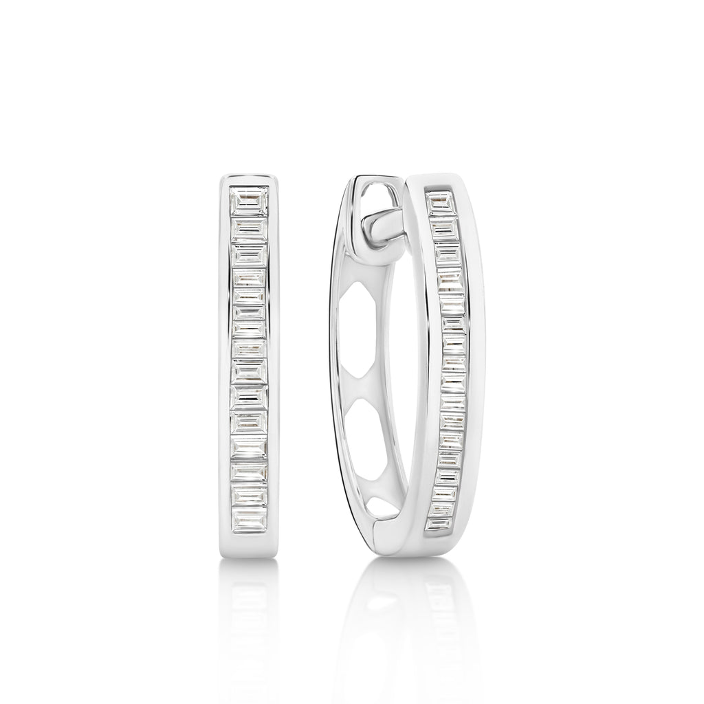 18ct White Gold 0.10ct Diamond Hoop Earrings
