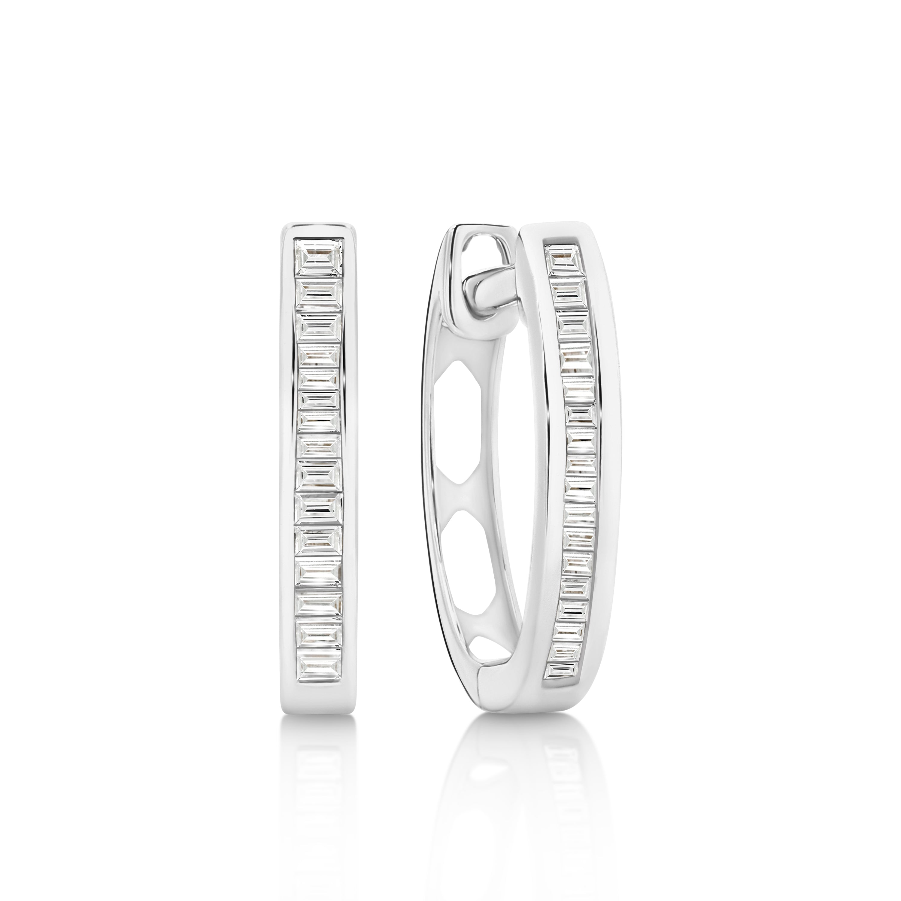 18ct White Gold 0.10ct Diamond Hoop Earrings