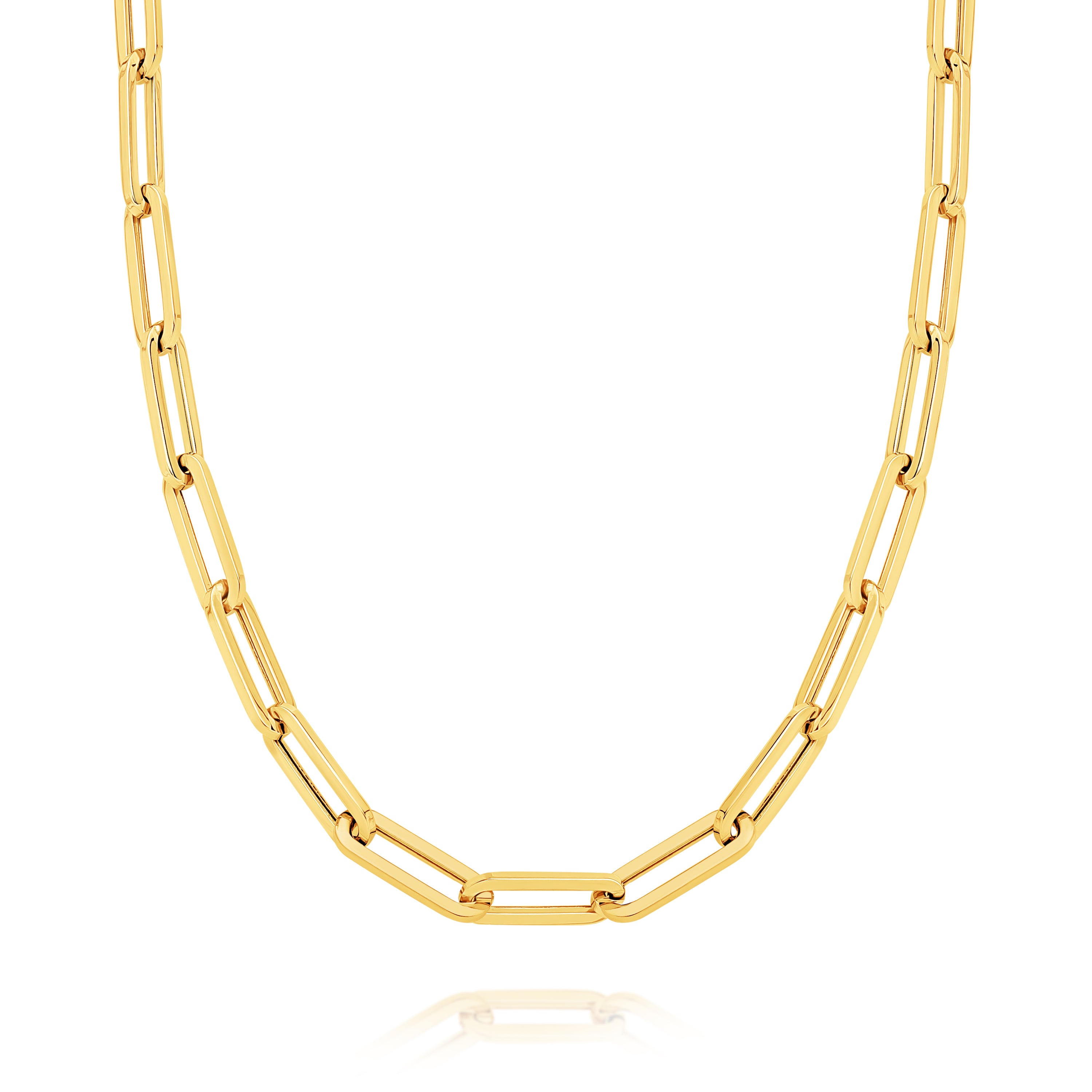 18ct Yellow Gold Hollow Paperclip Chain 50cm